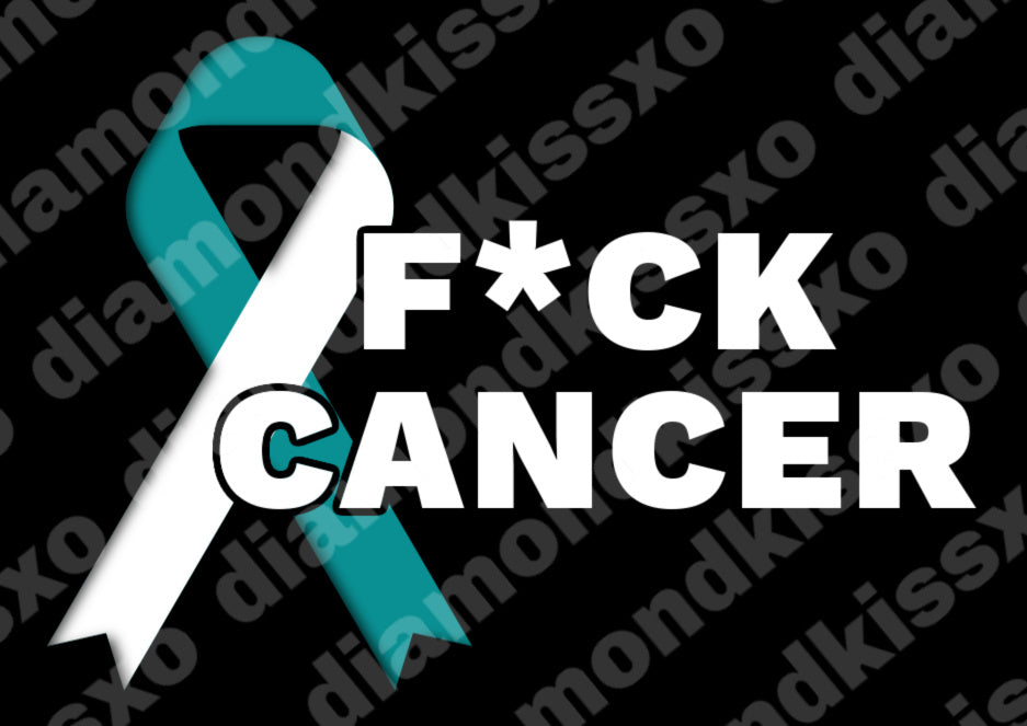 Cervical Cancer Ribbon (Teal & White)