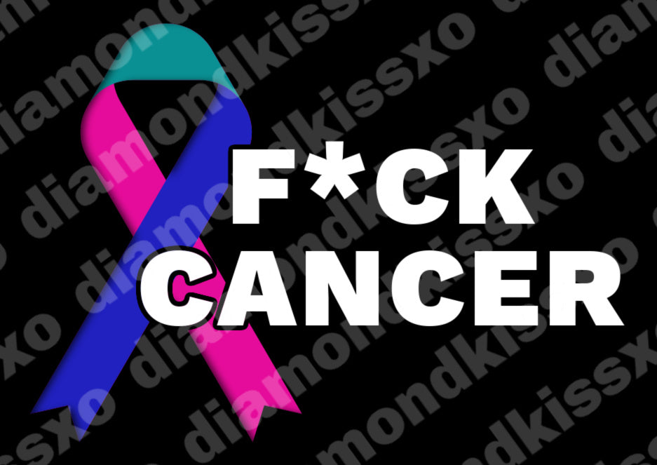 Thyroid Cancer Ribbon (Pink & Teal & Blue)