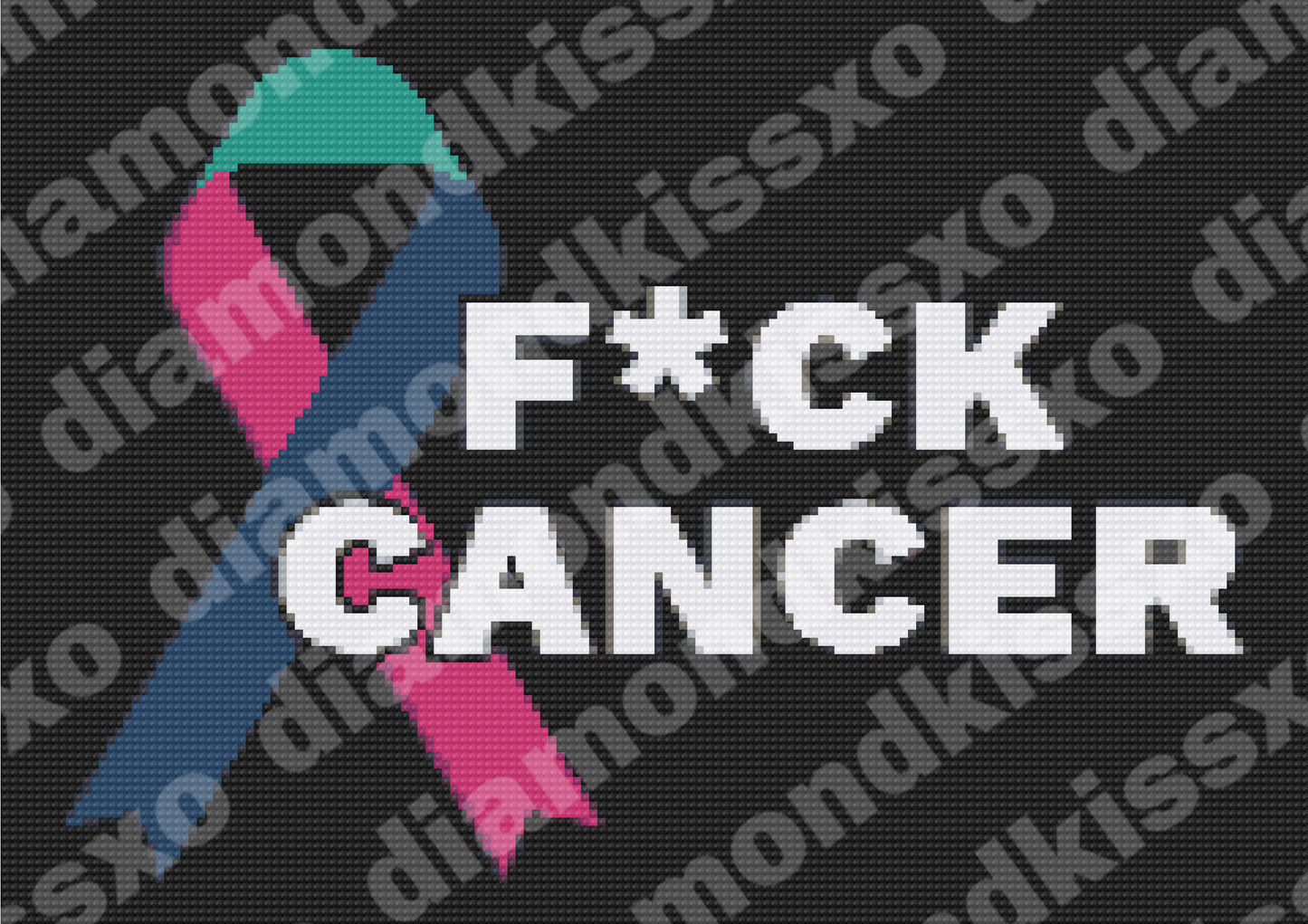 Thyroid Cancer Ribbon (Pink & Teal & Blue)